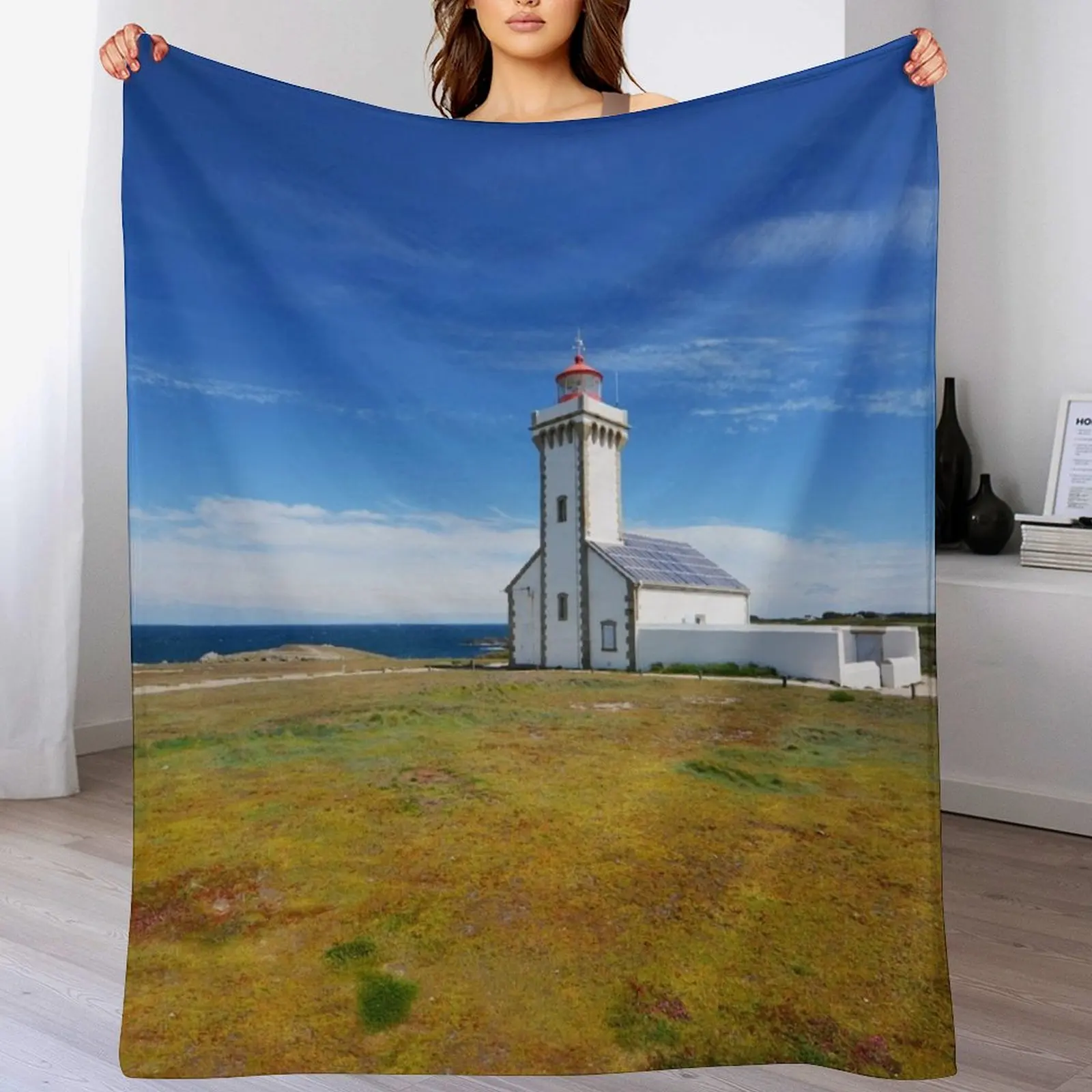 lighthouse Belle ile en Mer Throw Blanket Loose Multi-Purpose Soft Plush Plaid Blankets