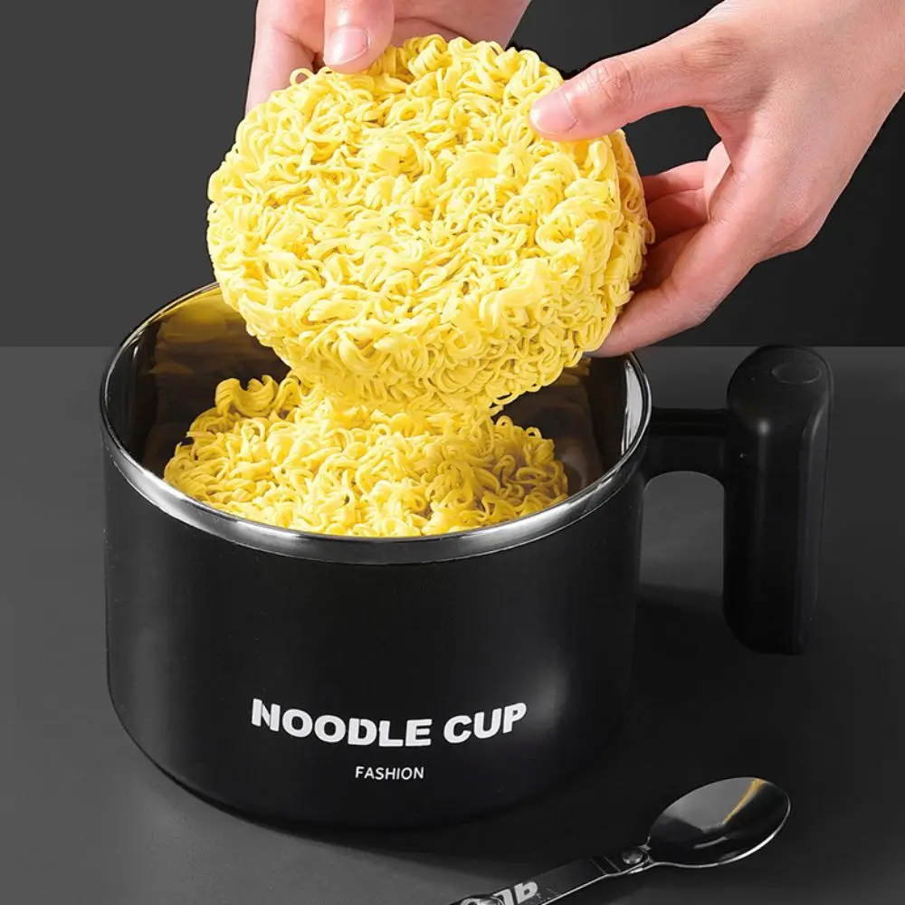 الفولاذ المقاوم للصدأ المعكرونة رامين السلطانية مقاومة للحرارة سعة كبيرة كوب المعكرونة مع غطاء مع مقبض علب الاغذية علب الاغذية