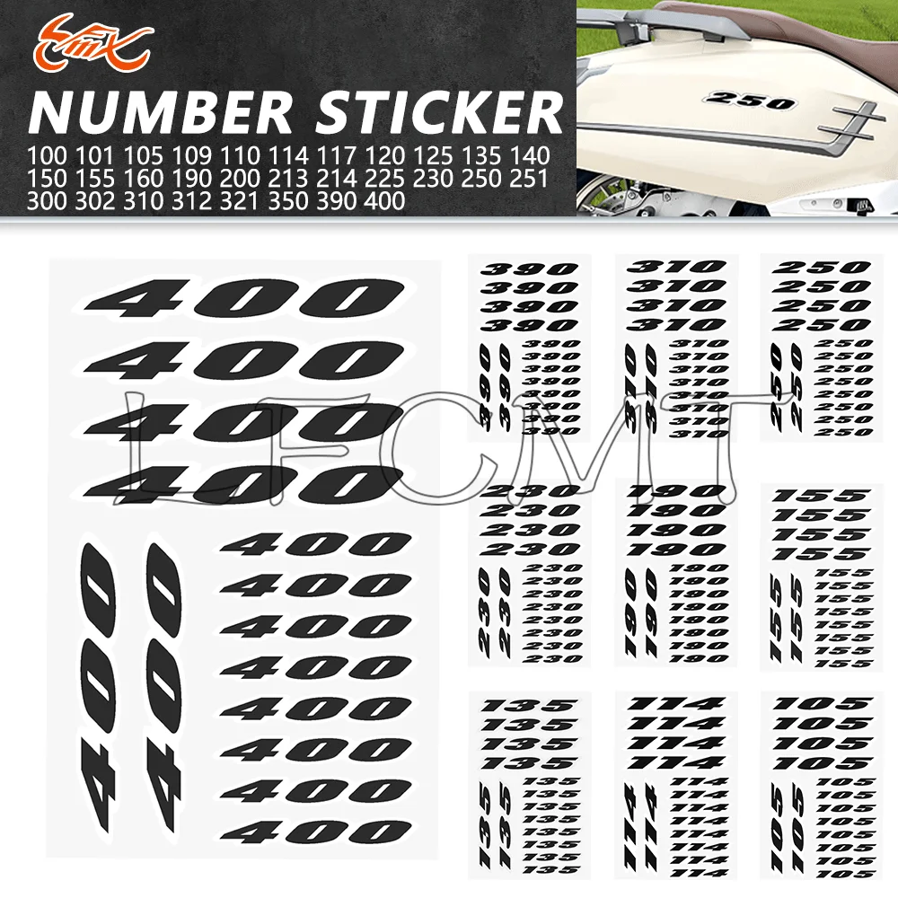 

Мотоциклетная наклейка с черным номером от 100 до 400, мотоциклетный шлем, обтекатель топливного бака, скутер, декоративная наклейка, наклейки на боковую панель на лобовое стекло