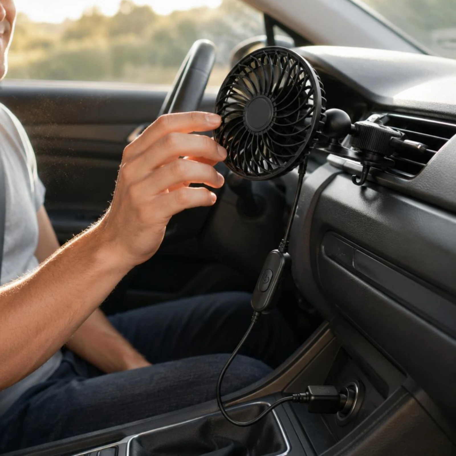 USB Car Fan Three-Speed Car Vent Fan Auto Accessory Adjustable Angle Quiet