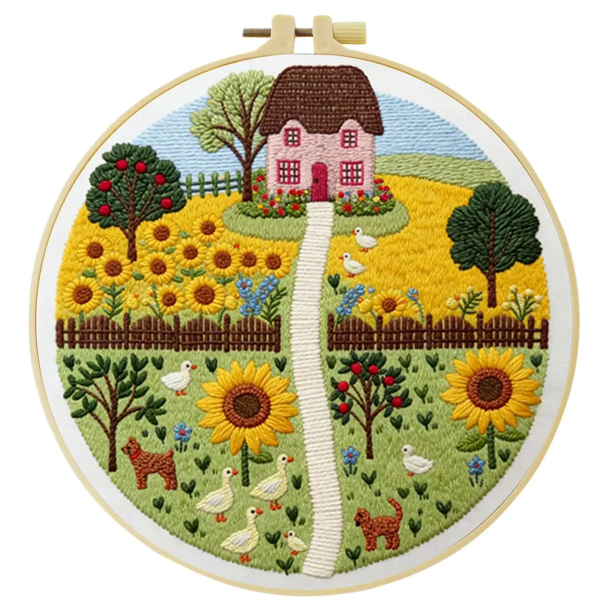 1 Stück 20X20CM/15X15CM 7,87/6,3 Zoll Sonnenblumen-Stickerei-Starter-Kit DIY-Kit DIY-Stickerei-Set Handarbeiten Heimdekoration – Detail 4