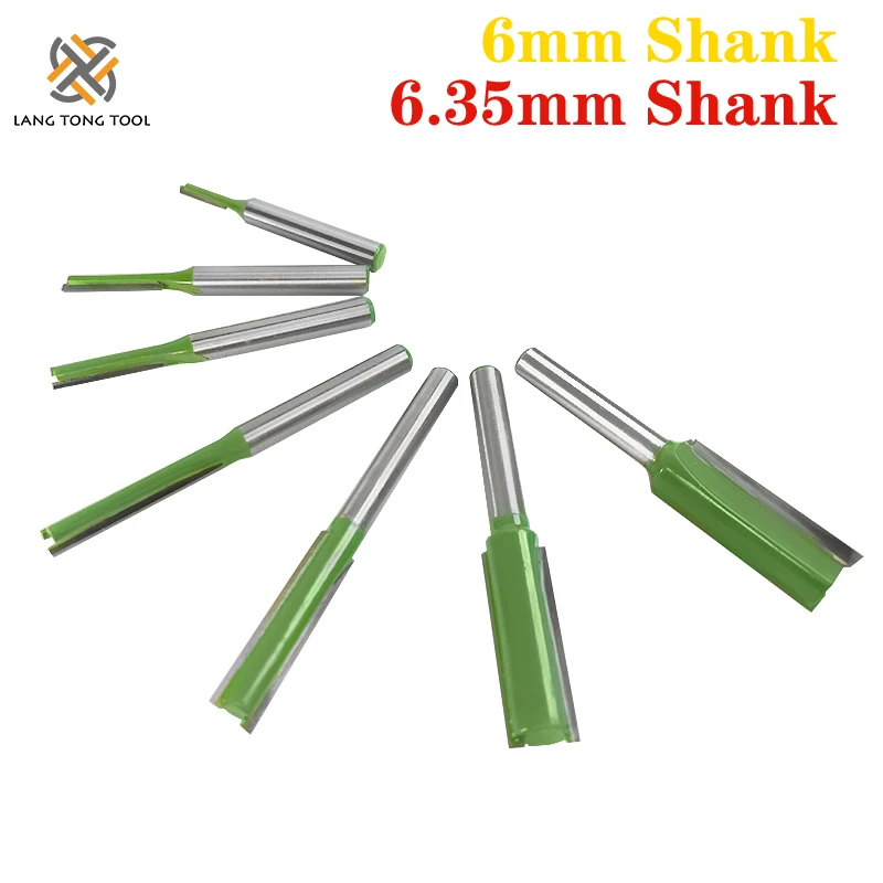 7Pcs 6mm/6.35mm Shank Single Double Flute Straight Bit Milling Cutter for Wood Tungsten Carbide Router Bit Woodwork Tool LT013