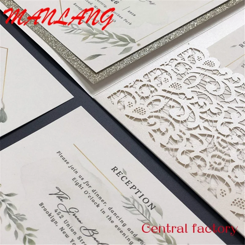 Factory Custom Printing Promotion 3D Envelopes Display Festival Greeting Laser Cut Wedding Invitation Cards