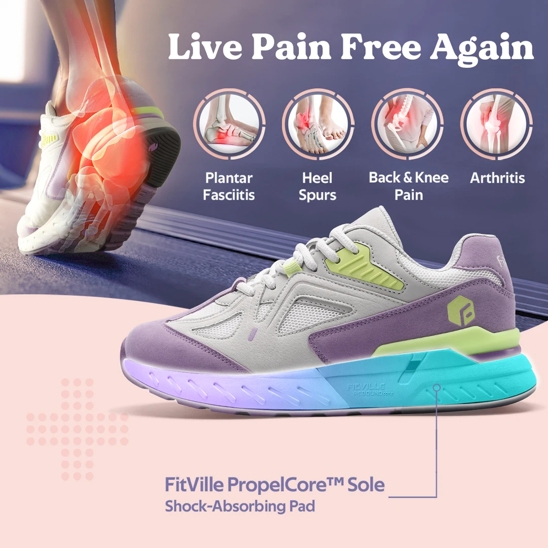 FitVille Women's Sports Shoes Wide Walking Jogging Shoes for Women Breathable Casual Sneakers Plantar Fasciitis Heel Pain Relief image 3