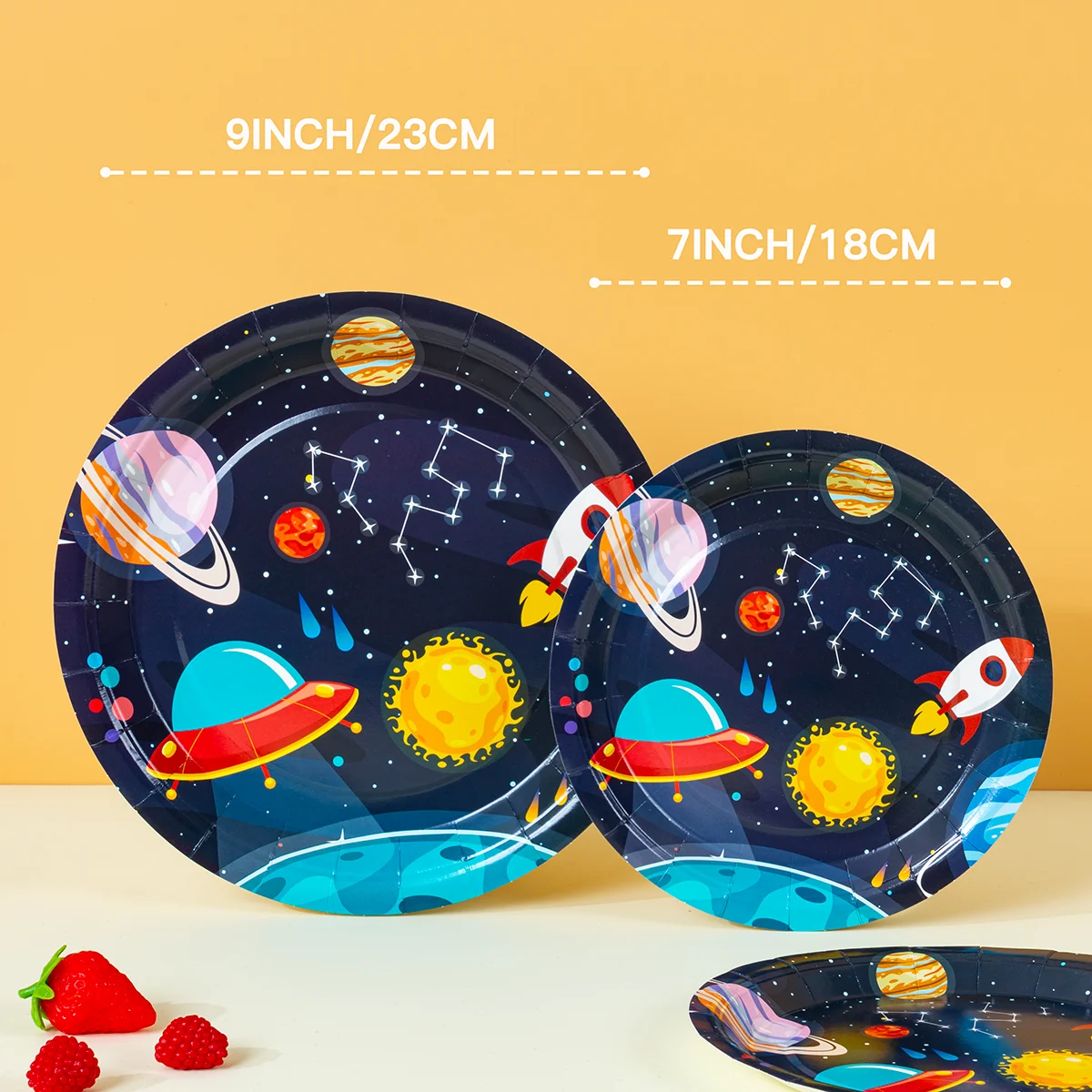 10/25/50pcs Solar System Galaxy Paper Plates Disposable Rocket UFO Plates for Space Themed Kids Birthday Party image 2