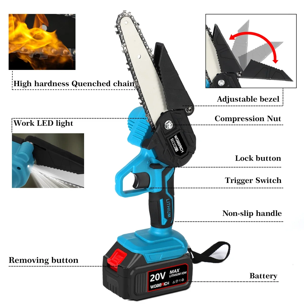 6 Inch Điện Nhìn Thấy Máy Cưa Xích Di Động Điện Tỉa-Thấy Sạc Một Tay Dụng Cụ Làm Rau Cau Cho Makita 18V pin