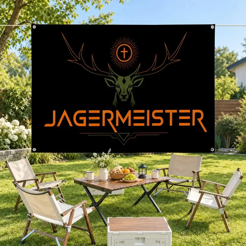 Brand Jagermeister Flags Modern Fabric Banner Pennants Bedroom Garden Party Birthday Wall Ornament Decor