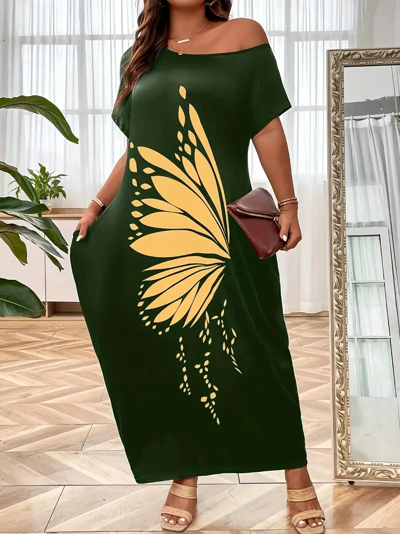 

Plus size summer new product new European and American women's hot stamping casual dress