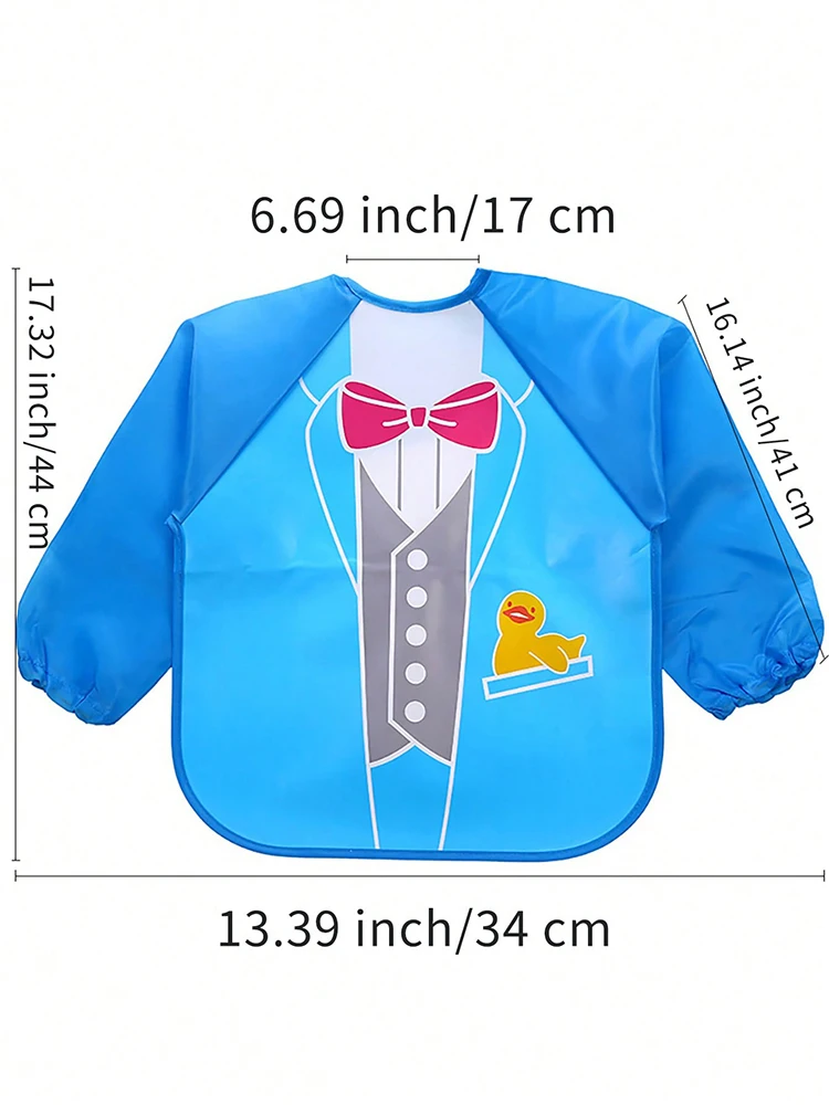 1Pc Children's Smock for Boys and Girls, Long-Sleeve Bib for Eating, Cute Baby Apron, Waterproof and Stain-Resistant, Reverse-Wear Protective Clothing, Gift for Baby's Independent Eating