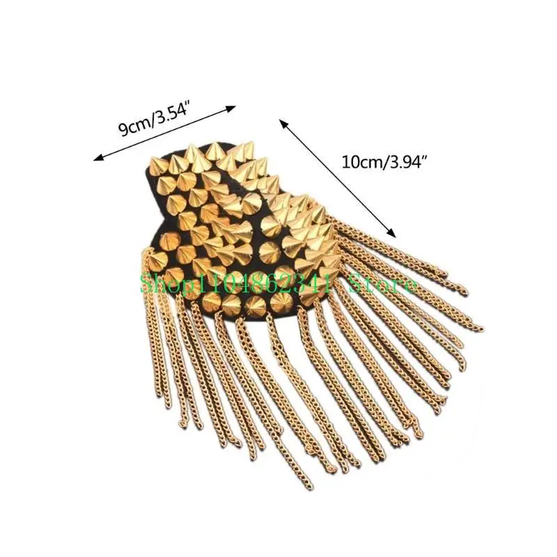 Tassels Shoulder Pads Epaulet Shoulder Pads Nightclub Punk Pointed Cone Tassel Epaulet Punk Jewelry Stage Costume