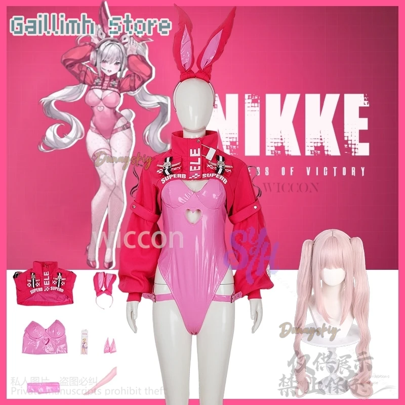 

Jirai Kei Girls Cute Anime Game NIKKE Cosplay Aliccee Costume Fan Art Original Uniform Hot Pink Bunny Girls Sexy Lovely Jumpsuit