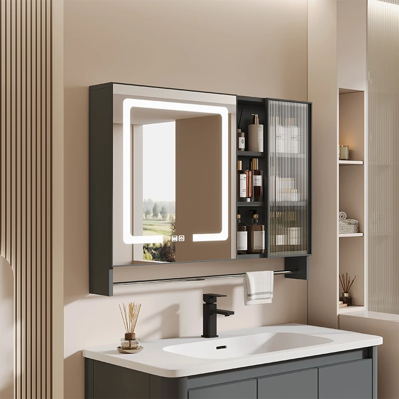 

Космический алюминиевый умный зеркальный шкаф для ванной комнаты с отдельной стойкой для ламп, зеркало для унитаза, настенный встроенный зеркальный корпус для унитаза