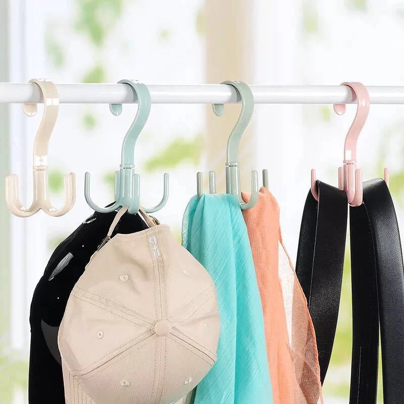 360° Rotated Four-Claw Hook Multi-Purpose Movable Hook Rotatable Hanging Bag Hat Scarf Dormitory Storage Punch-Free