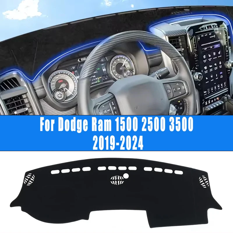 

For Dodge Ram 1500 2500 3500 2019-2024 Car Dashboard Mat Dash Cover Central Control Pad Custom Nonslip Cape Sunshade Accessories