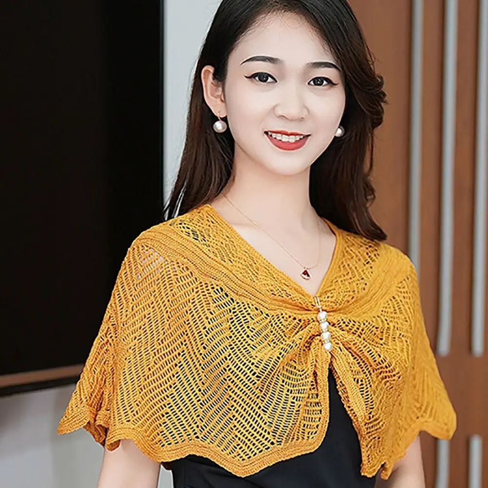 Short Outer Wear Multicolor Knitted Shawl Breathable Short Tulle Shawl Thin Coat Women