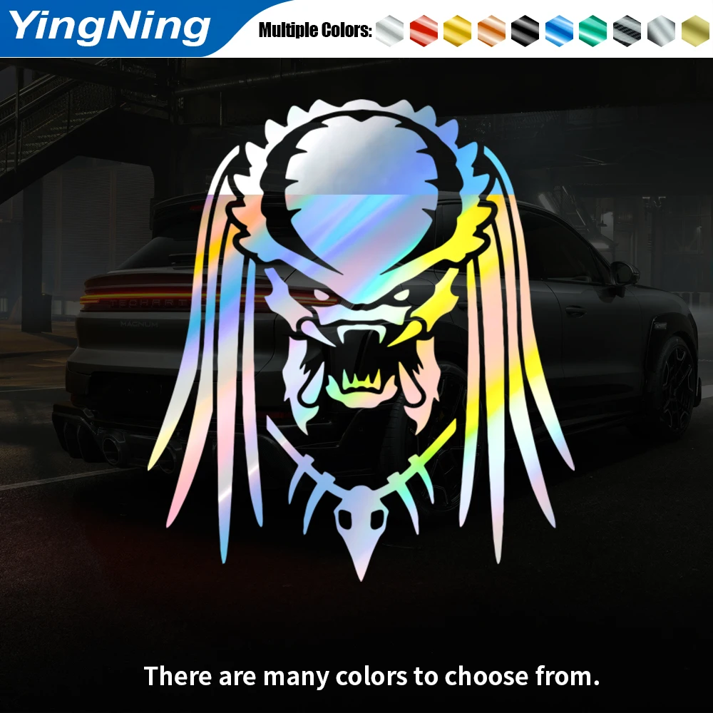 

Rainbow Predator Face Car Stickers Movie Monster Vinyl Decals Auto Window Bumper Body Decorative Wrap Film Hide Paint Scratches
