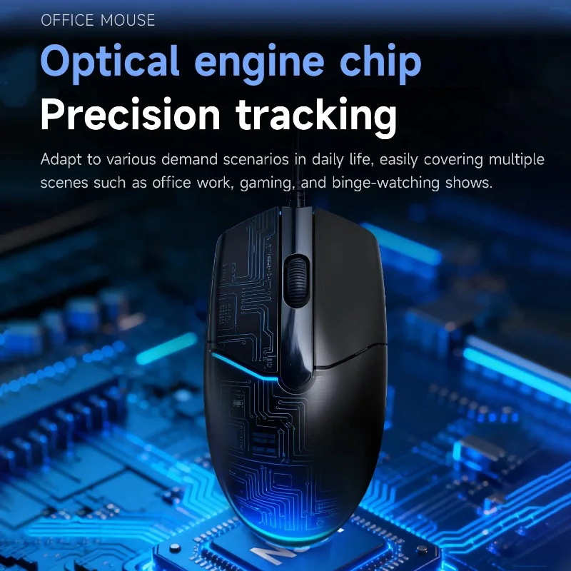 AJAZZ NJ01 Ratón con cable ergonómico 1000DPI Macro Gaming Mouse para PC Laptop Ratón silencioso Sonido suave Computadora de oficina tableta negro