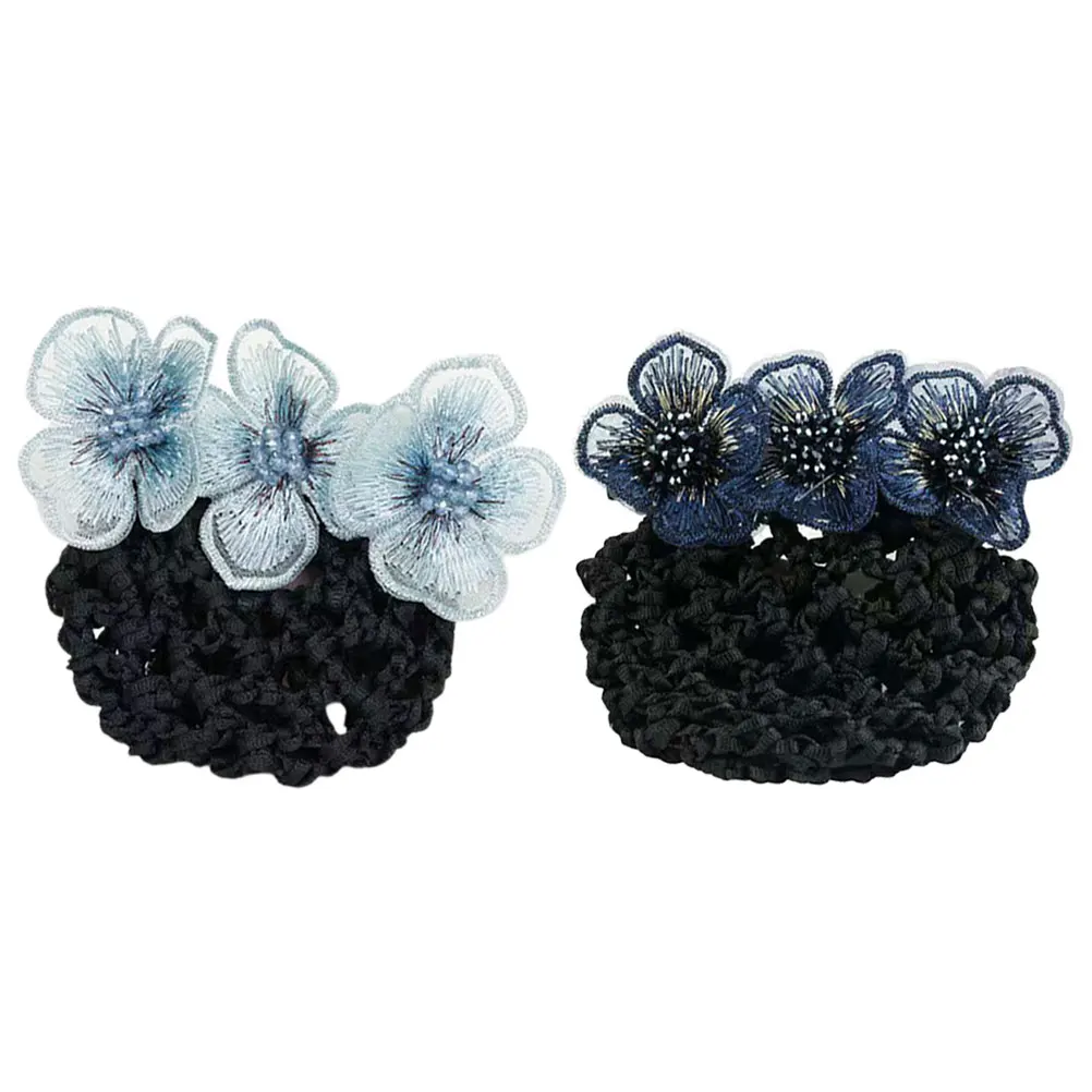 

2pcs Nurse Nets Lightweight Durable Fashion Hair Bun Cover Clip FW04 Blue Black Women Accessories Hair Care Styling