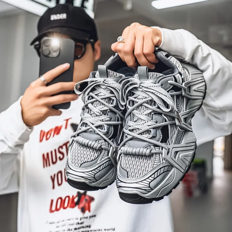 

Sneakers for Men Chic Breathable Anti Slip Mesh Sneakers Men Light Comfort Outdoor Casual Thick-soled Sneakers Zapatillas Hombre