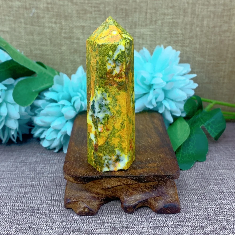 

Quartz Stone Natural Crystal Realgar Bumblebee Jasper Tower Point Gemstones Reiki Home Decorations Energy Gift