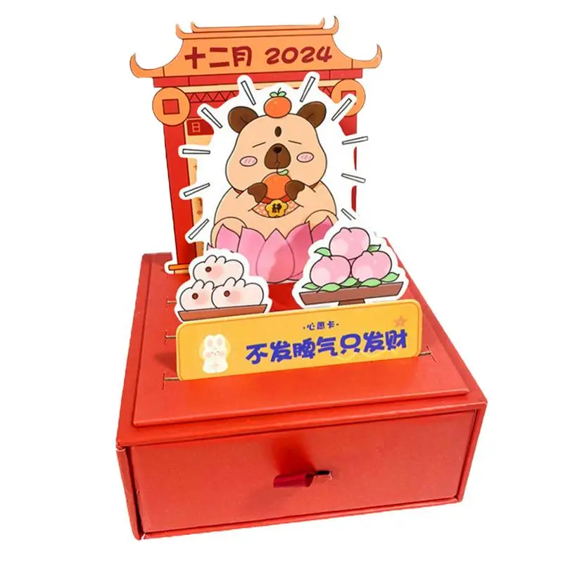 Cute Desk Calendar Desk Standing Calendar 2025 Lucky Calendar With Small Drawers Desktop Ornaments Creative For Home Decoration