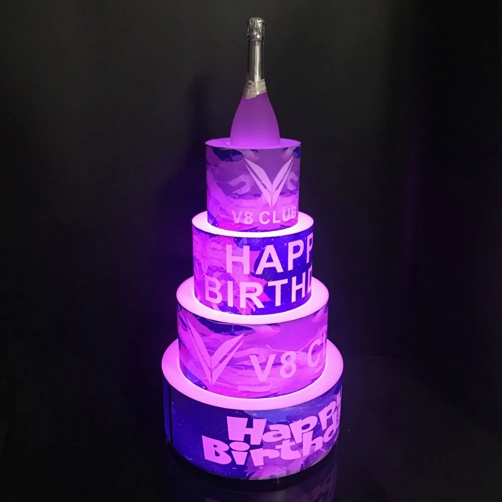 Battery Power LED Happy Birthday Cake Bottle Presenter bottle Glorifier Holder VIP for Night Club Party