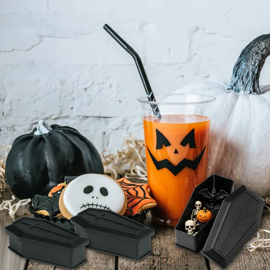 6/12 Stück Sarg-Halloween-Boxen, Scherzartikel, Plastik-Süßigkeiten-Geschenkboxen, Halloween-Party-Deko, Spukhaus-Dekoration, DIY-Basteleien – Detail 2