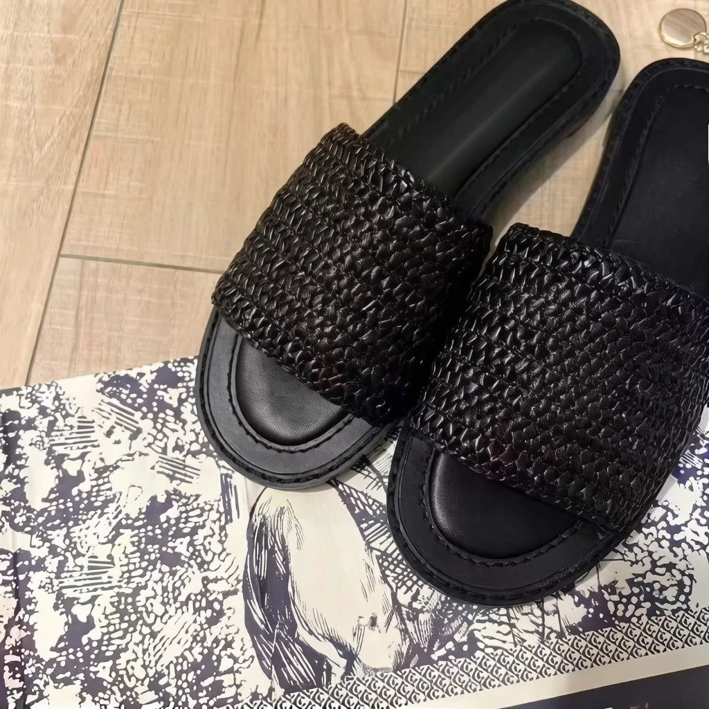 

Women's Summer Rhinestone Flat Sandals, Genuine Leather One-Band Slides, Fashion Casual Slippers. Fast & Free Delivery Now