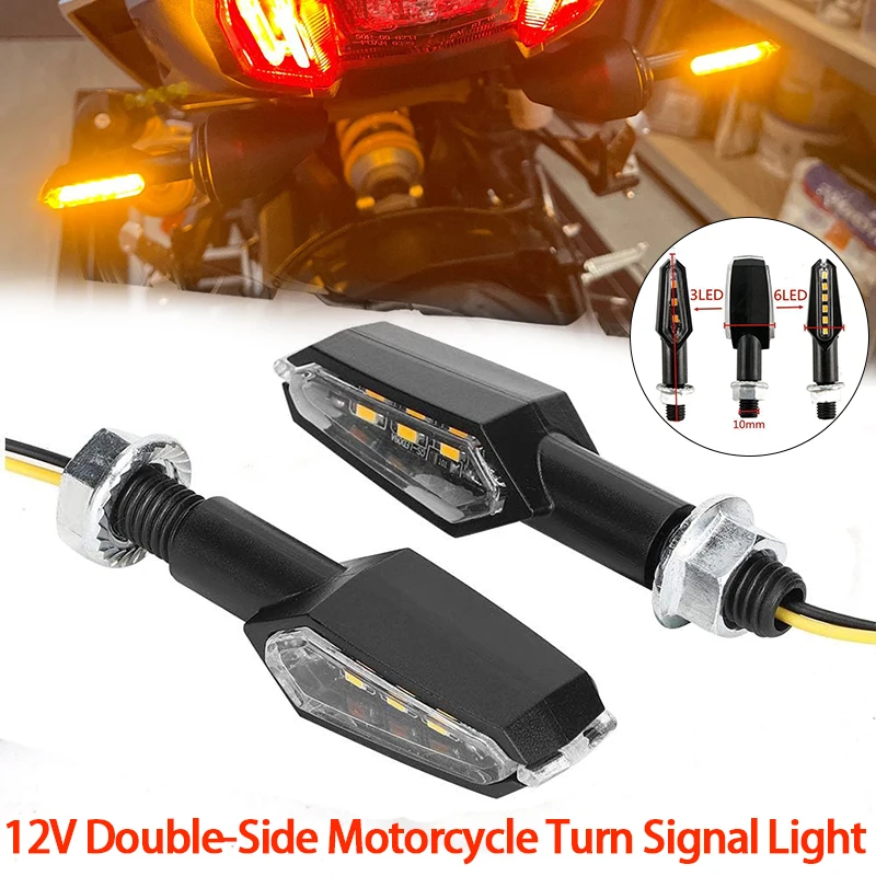 Motorcycle LED Turn Signal Lights Amber 12V 10mm Mini Moto Indicator Lamp Universal Double-Sided Front Rear Turn Signal Lights