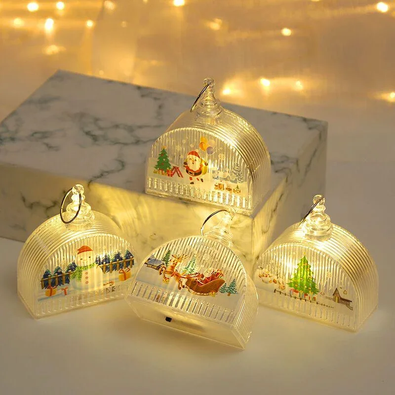 Christmas Portable Night Light Ornaments Children's Gifts Holiday Decorations Fireplace Pendant Home Party Pendant New Year