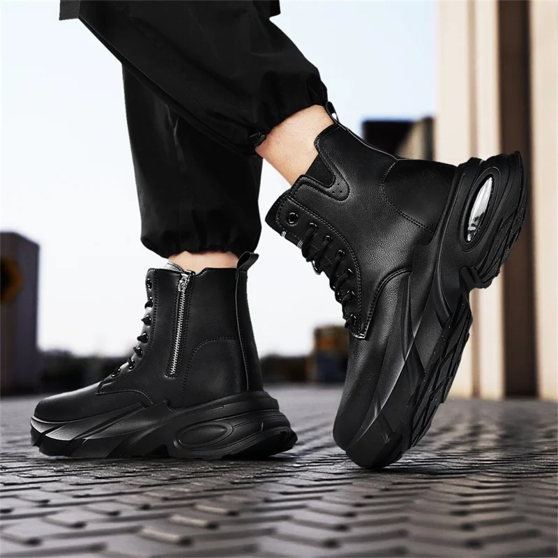 Stivali casual da uomo stivali alti in pelle da uomo quattro stagioni moda stivaletti da moto antiscivolo con suola spessa per uomo Botas