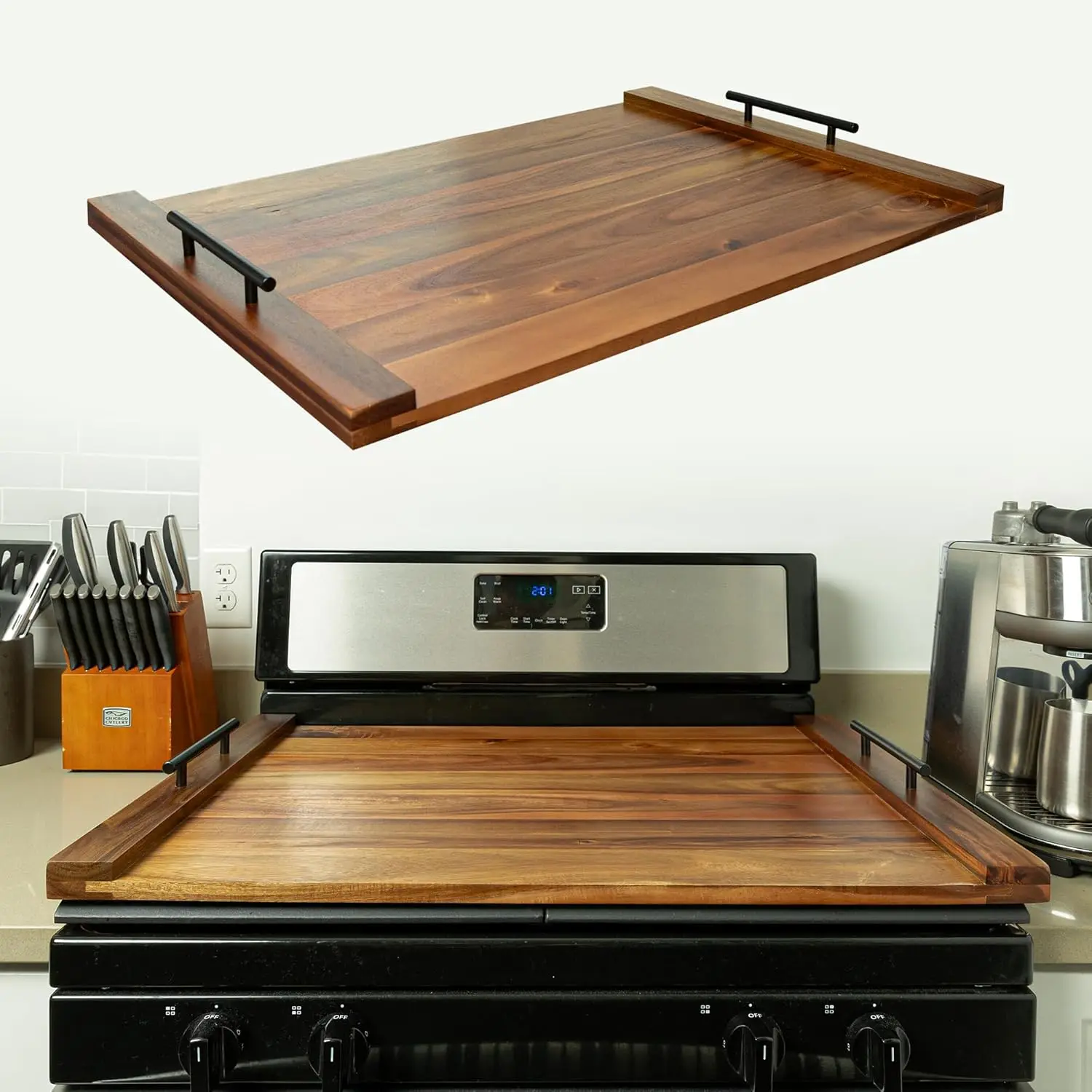 

Noodle Board Stove Cover - Acacia Wood Stove Top Cover – Large Wood Cutting Board - Stove Top Covers for Electric Stove