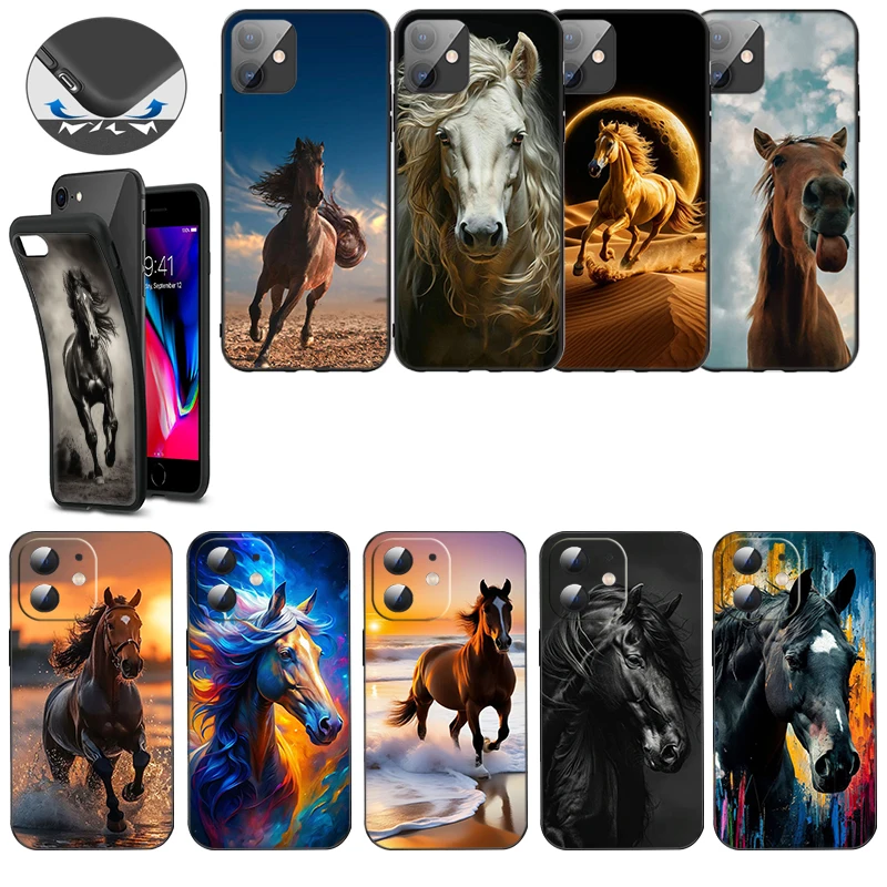 D17 Wild Horse Cool Soft Silicone Case for Samsung Galaxy J6 A6 A7 A8 PLUS 2018 A9  M20 M30 M30S M31 M51  Caver