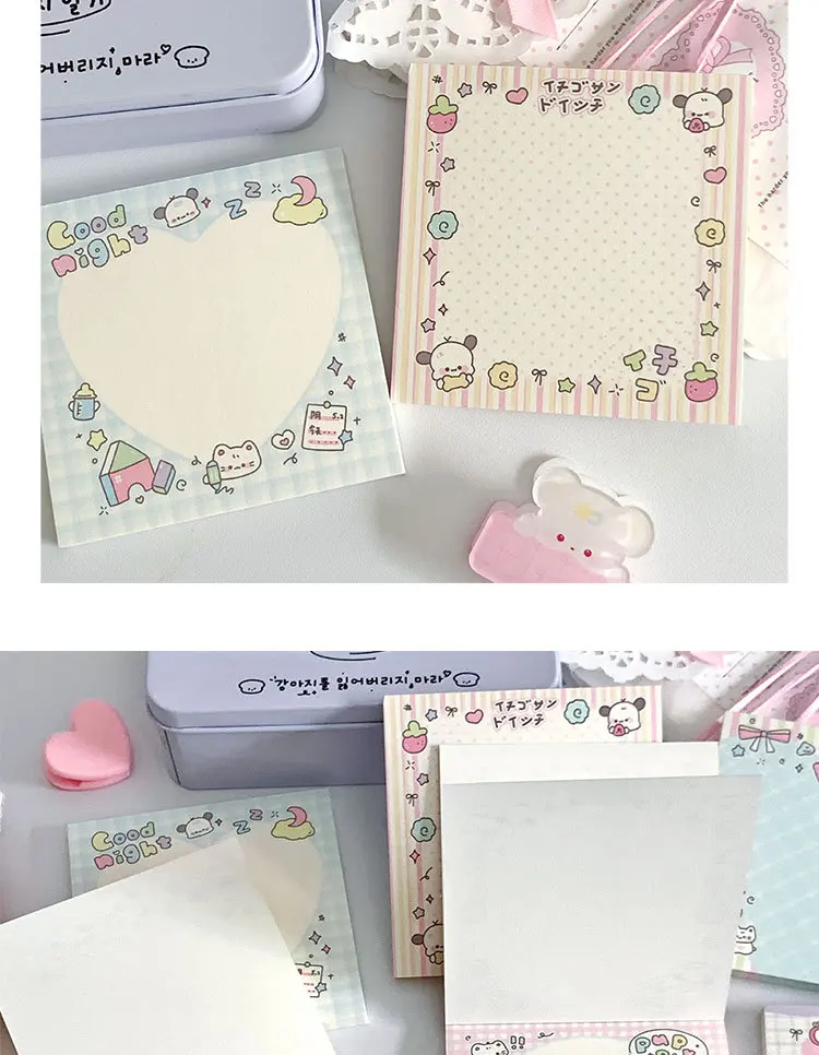 MINKYS 50 Blatt Kawaii Welpen, quadratische Notizblöcke, Papier, To-Do-Liste, Tagebuch, Notizpapier, DIY-Material, Schreibwaren – Detail 11