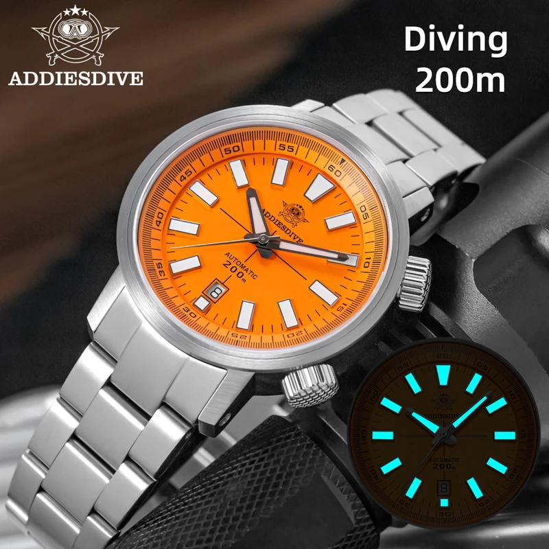 

ADDIESDIVE Men's Automatic Watch Sapphire Glass Dive 200M Super Luminous Watches Male 42mm Fashion Mechanical Steel Wristwatch