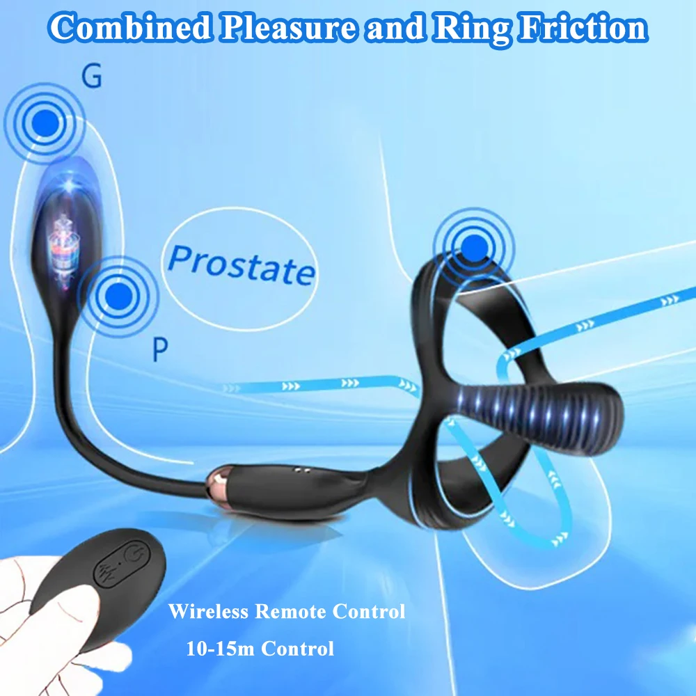 

Penis Ring Anal Plug Vibrators For Men Remote Control Cock Ring Delay Exerciser Prostate Stimulator Massager Sex Tooys for Men