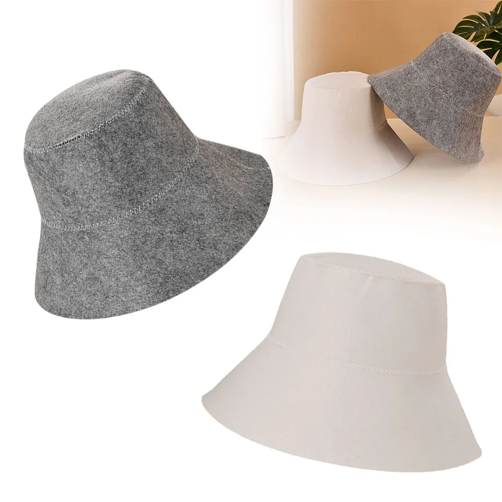 1pc Wool Felt Sauna Hat Heat Insulating Russian Bath Cap For Steam Room Hair Protection Headwear