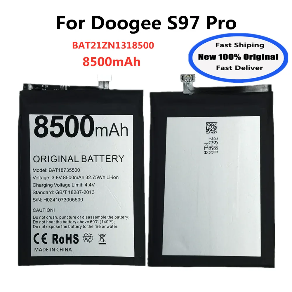 BAT21ZN1318500 Original Battery For DOOGEE S97 Pro S97Pro Phone Batteries 8500mAh In Stock Fast Shipping