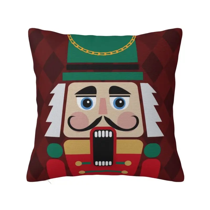 Modern Nutcracker Doll Sofa Cushion Cover Polyester Cartoon Toy Soldier Christmas Gift Throw Pillow Case Living Room Decoration