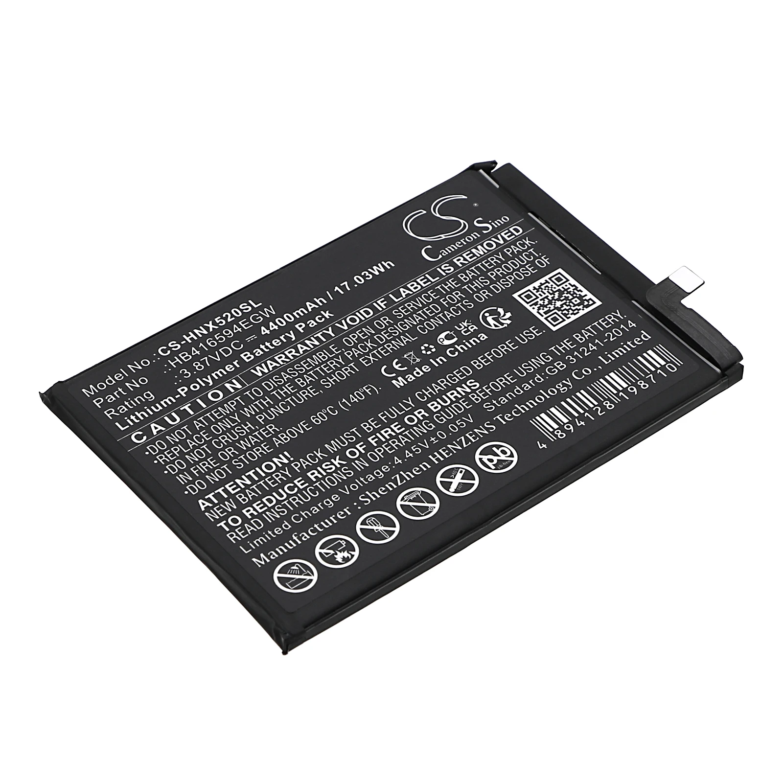 CS Replacement Battery for Honor X50i 5G,CRT-AN00 PN:HB416594EGW 4400mAh / 17.03Wh