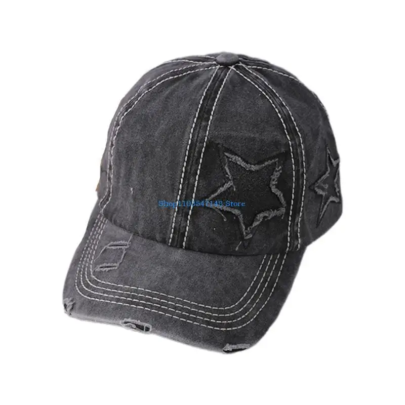 

P88B Girls Boys Fashion Casual Baseball Cap with Star Pattern Cotton Breathable Hat