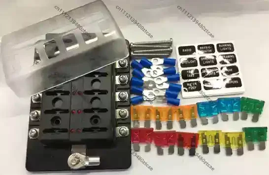 12 Channel Automotive Fuse Distribution Box Medium Fuse Holder With Terminals For Car Lighting