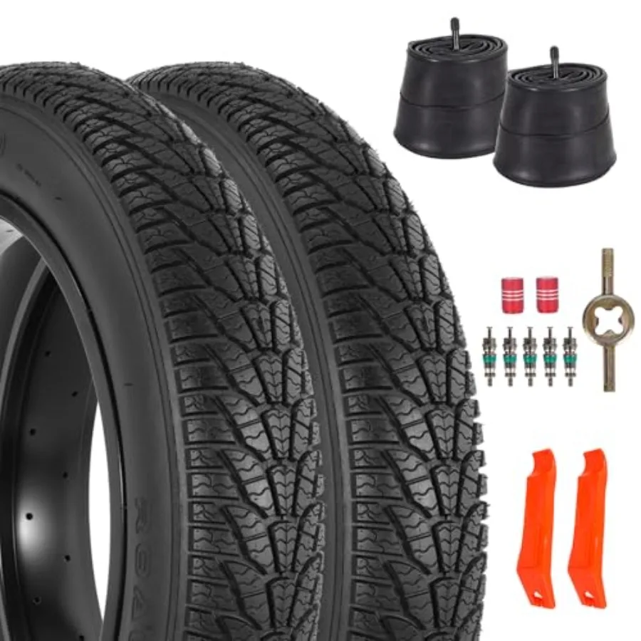 

2-Pack 26x4.0 Fat Bike Tire, 26 Inch Mountain Bike Tires and Tubes Set, Folding Replacement Bicycle Tires with Tire Levers for