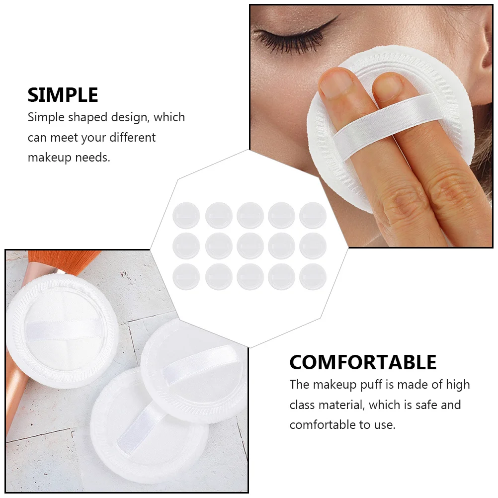 พัฟแต่งหน้าทรงกลม 15 ชิ้น อุปกรณ์แต่งหน้าคุณภาพสูง แผ่นรองแต่งหน้าเนื้อนุ่ม ให้ลุคธรรมชาติ สำหรับใช้ในบ้านและร้านเสริมสวย