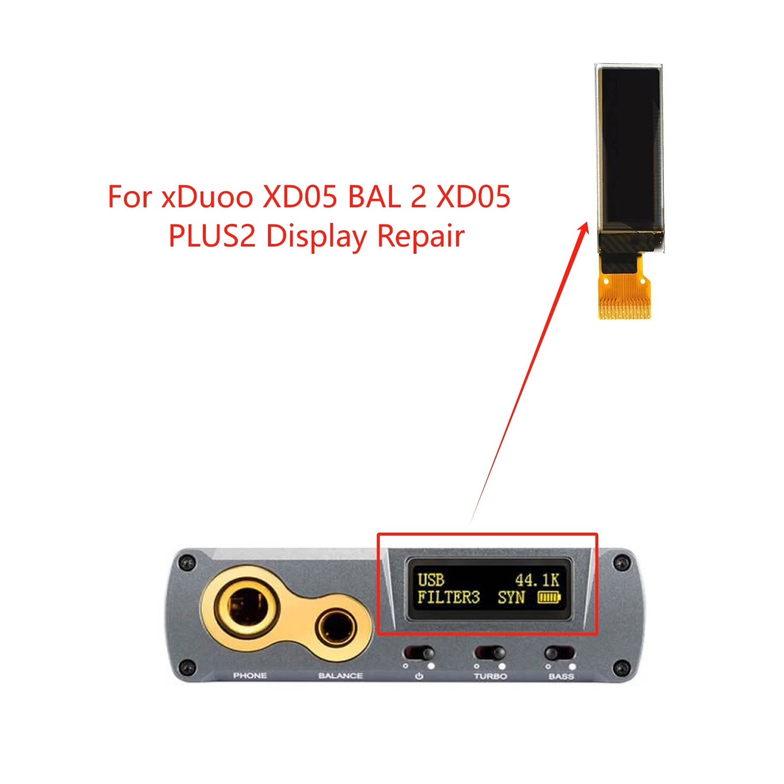 New Oled Display for xDuoo XD05 PLUS2 XD05 BAL 2 Yellow Font Repair
