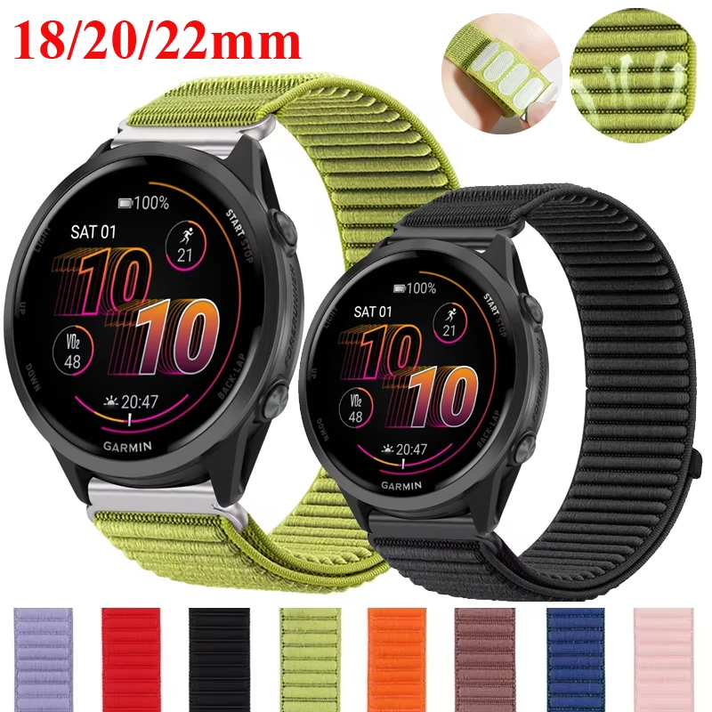 18 20 mm 22 mm Nylonschlaufe für Garmin Forerunner 570 970 745 965 245 255 265 645 Sportband für Garmin Venu 4 3 2/2S 3S/Active 5 6