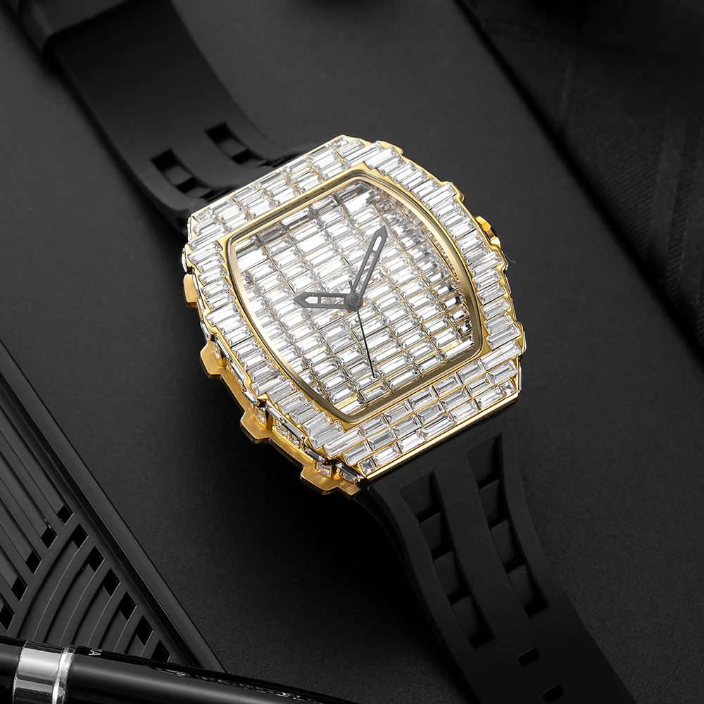 Men's Creative Full Square Diamond Watch, Gift Box