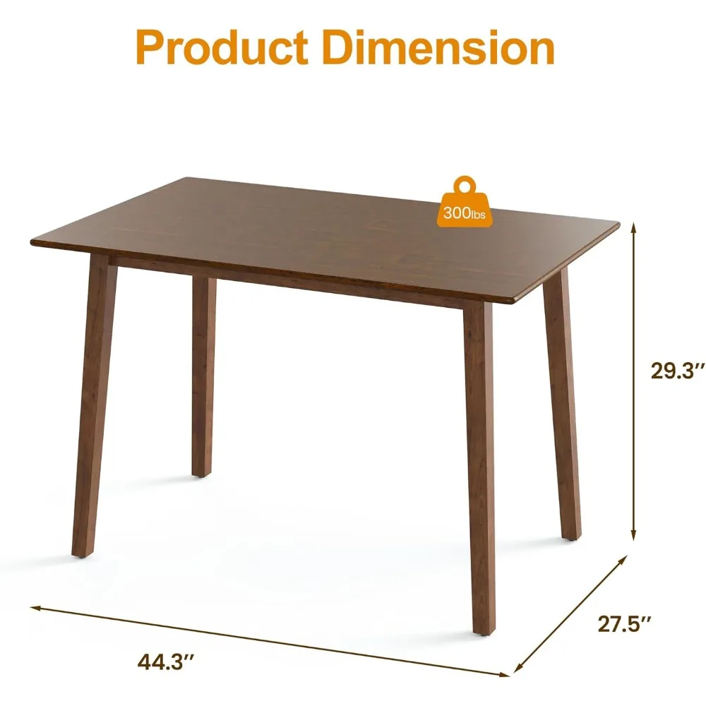 44.3 Dining Table for 2-4 People, Farmhouse Solid Wood Kitchen Table, 300LBS Capacity, Small Modern Rectangular Table