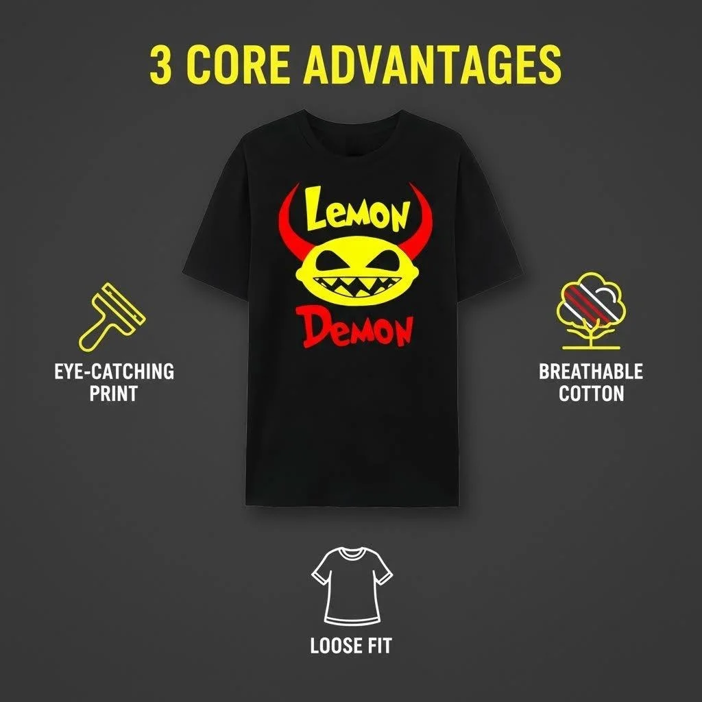 Lemon Demon Graphic Tee Funny Lemon Demon Meme Casual Short Sleeve T-Shirt for Meme Lovers