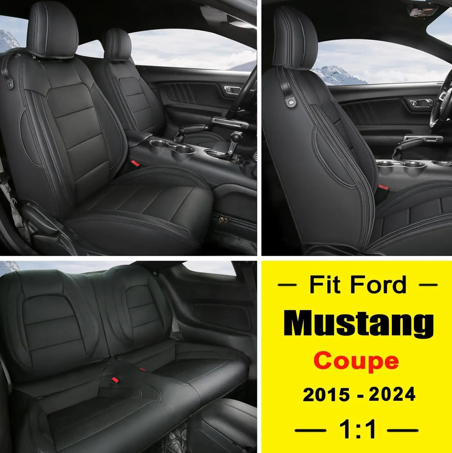 Fundas protectoras para asiento de coche, cubierta para Ford Mustang Coupe Hardtop 2015, 2016, 2017, 2018, 2019, 2020, 2021, 2022, 2023, 2024